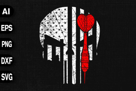A Bold Brand Asset: The American Flag Red Dart Skull Graphic