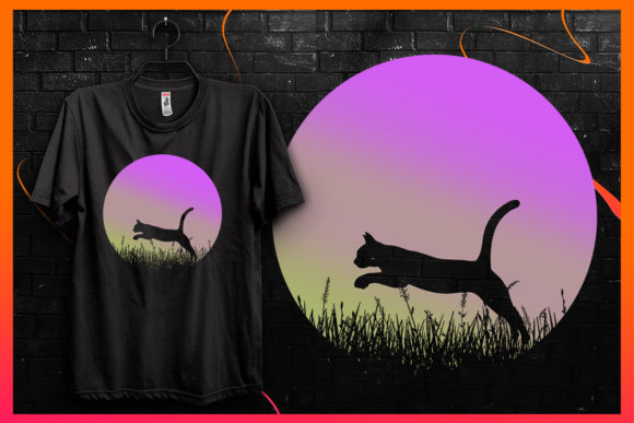 A Vintage Cat Silhouette Graphic for Branding and T-Shirt Designs