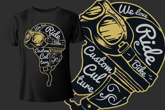 A Vintage Helmet Motorcycle T-Shirt Design for Blog Graphics and Print Templates