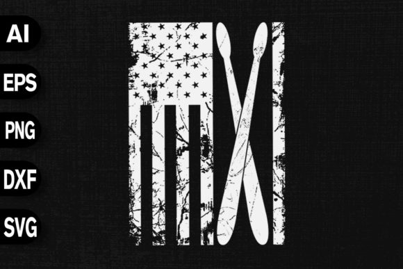 Drumsticks & Flag Graphics for T-Shirt Designs & Branding