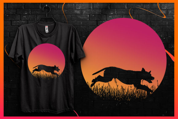 How Retro Sunset Dog Graphics Elevate T-Shirt Design Publishing