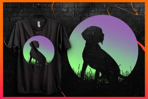 Retro Vintage Sunset-Dog Silhouette Graphics for T-Shirt Designs