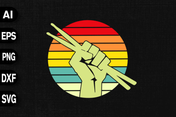 Vintage Drummer Drum Stick Graphics for T-Shirt Designs & Branding